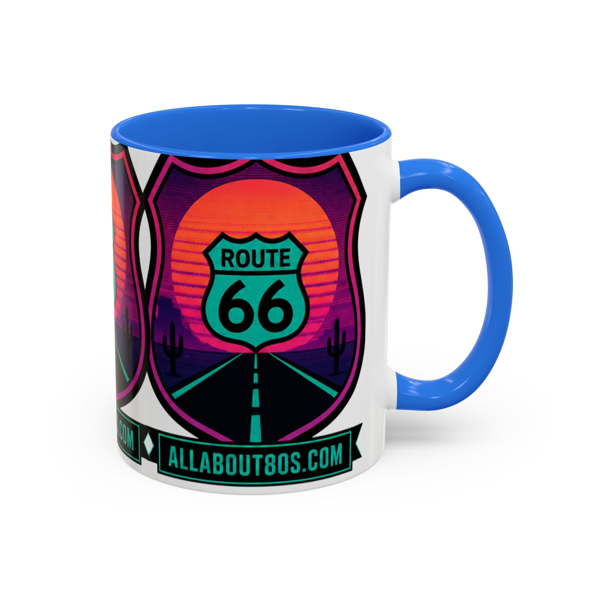 Route 66 Sunset Mug — Retro Neon Travel Coffee Cup (11oz & 15oz)