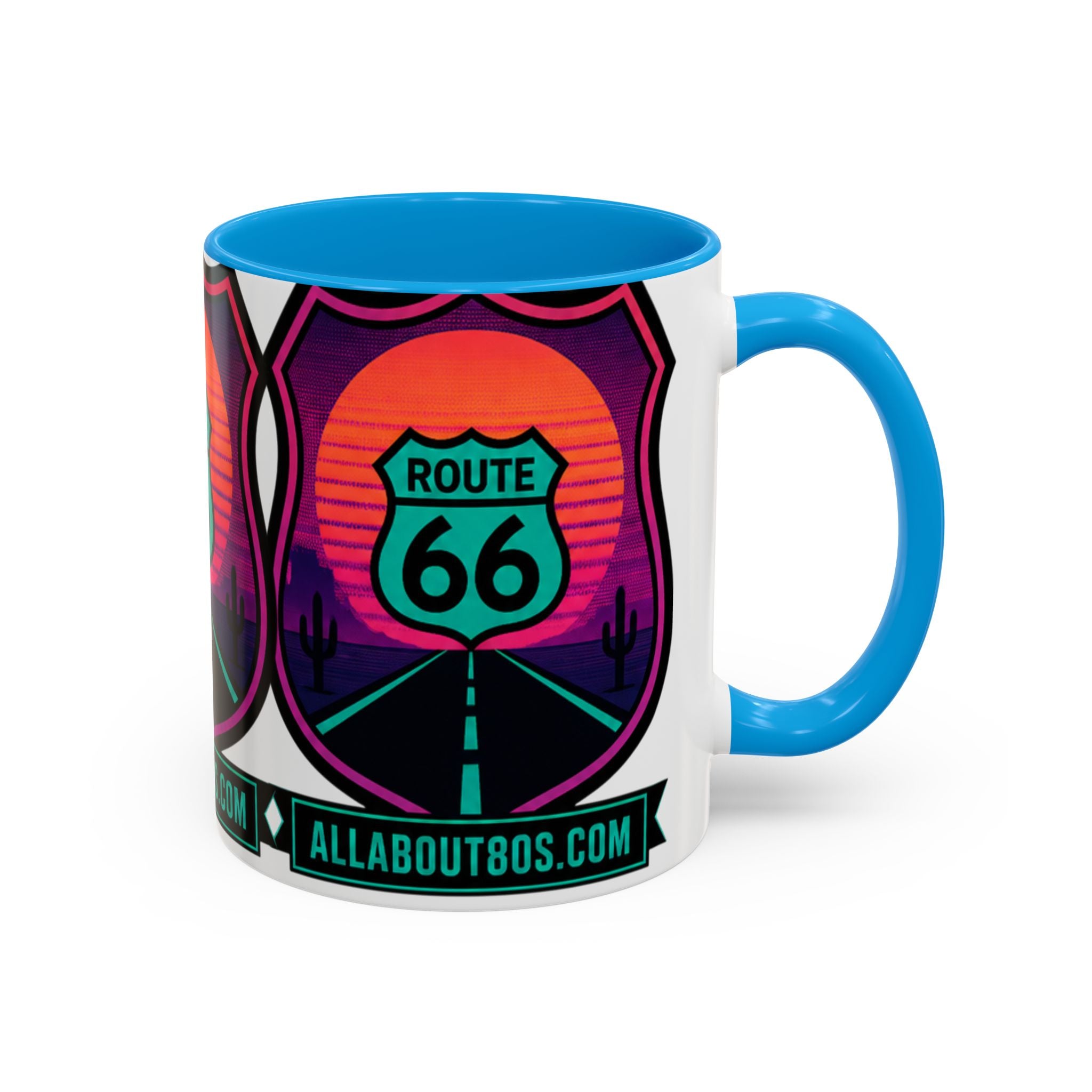 Route 66 Sunset Mug — Retro Neon Travel Coffee Cup (11oz & 15oz)