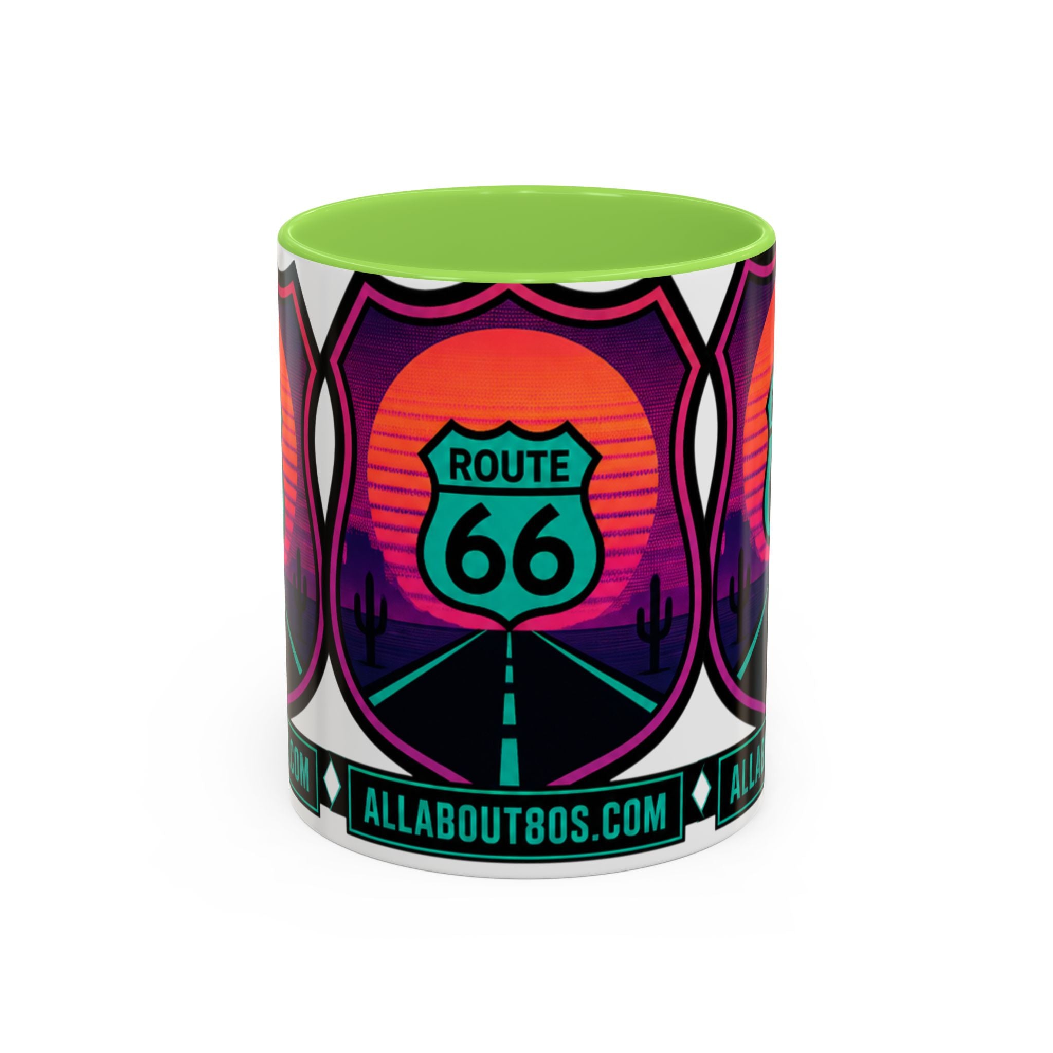 Route 66 Sunset Mug — Retro Neon Travel Coffee Cup (11oz & 15oz)