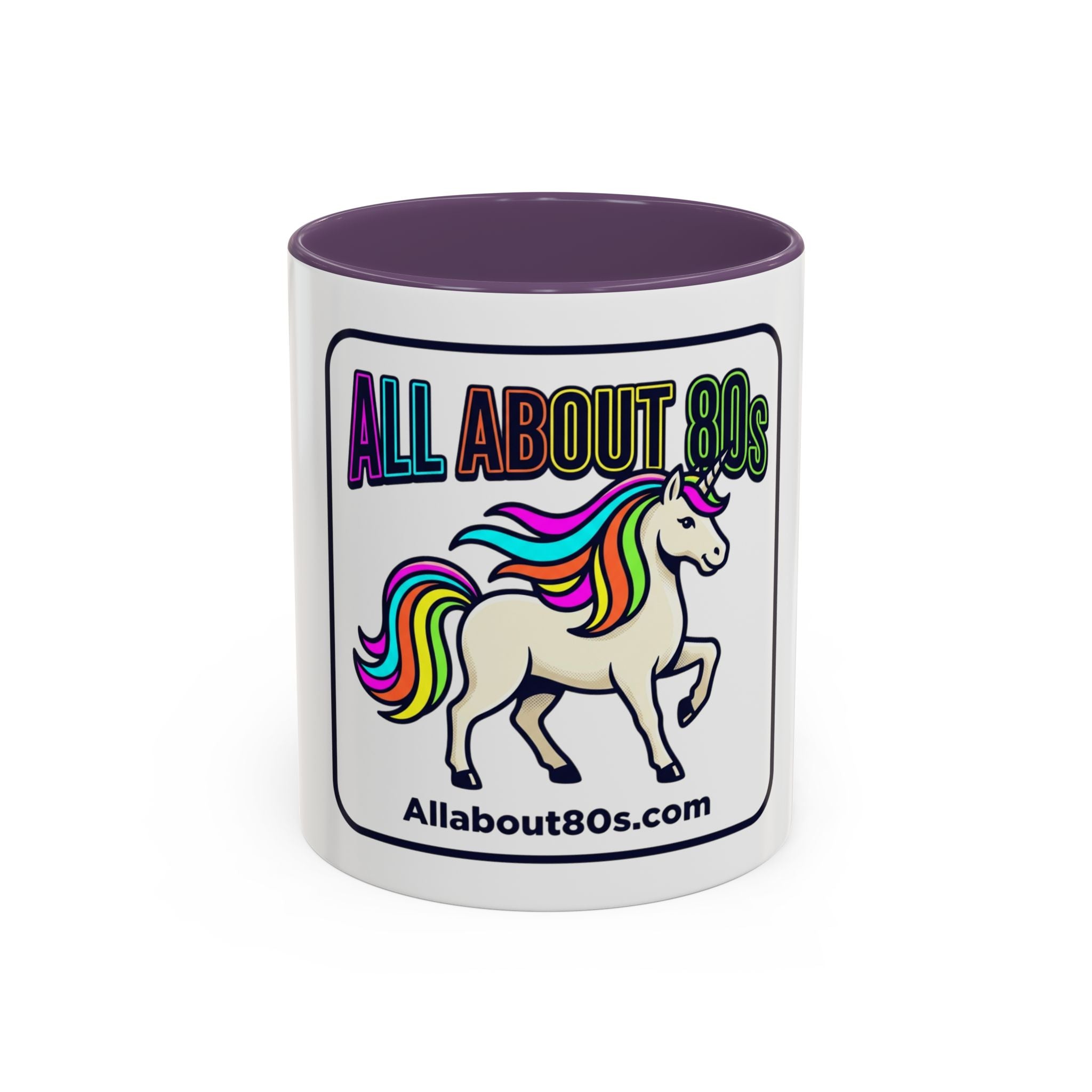 80s Unicorn Coffee Mug — Allabout80s Retro Rainbow Accent Mug (11/15oz)