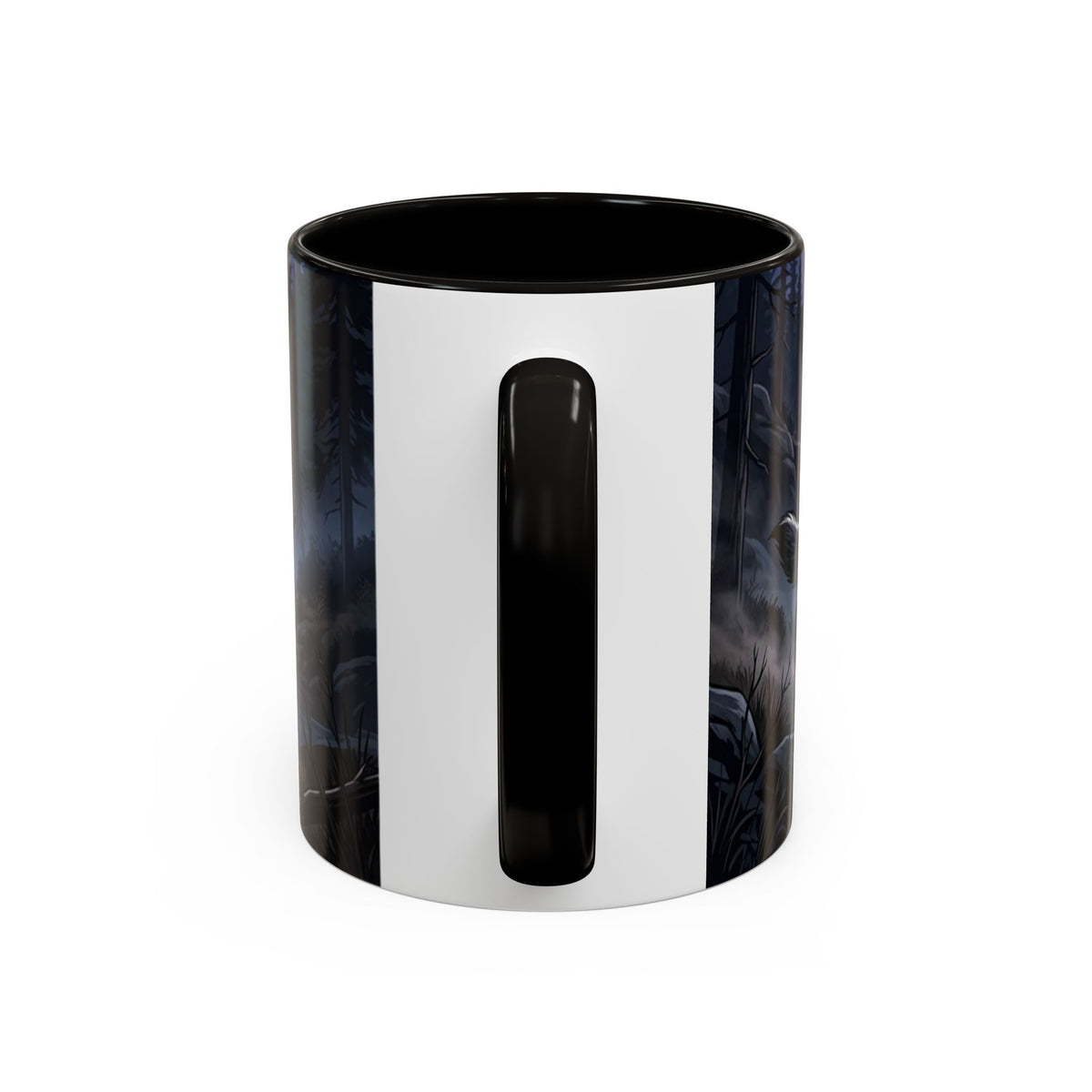Wolf Pack Nightscape Mug — 11oz/15oz Scenic Black-Interior Coffee Cup