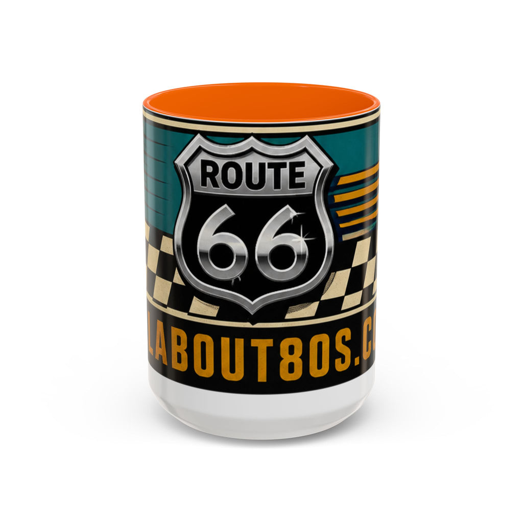 Route 66 Retro Checkerboard Coffee Mug — Vintage Road Trip 11/15oz Accent Mug