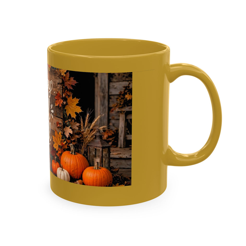 Happy Fall Y'all Ceramic Mug — Autumn Pumpkin Porch Coffee Cup