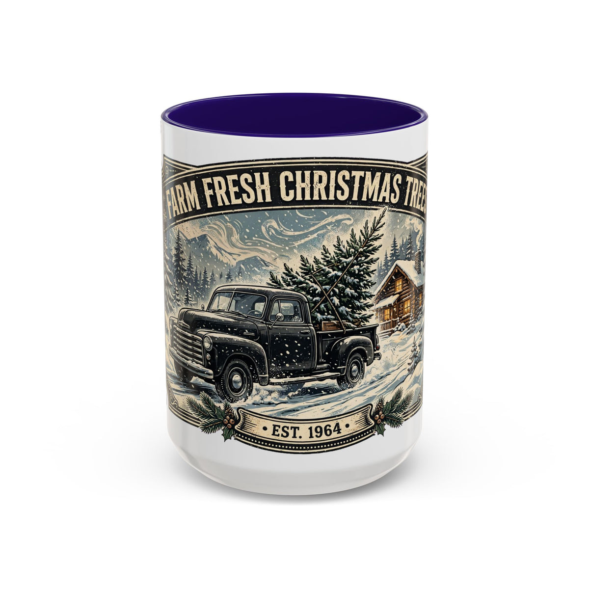 Farm Fresh Christmas Trees Vintage Truck Holiday Mug