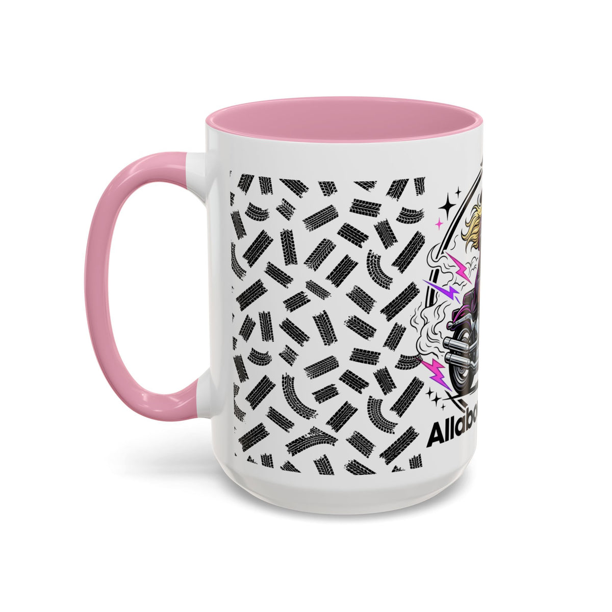 Witch Biker Motorcycle Mug — Retro 80s Neon Witch on Bike Coffee Cup (11oz/15oz)
