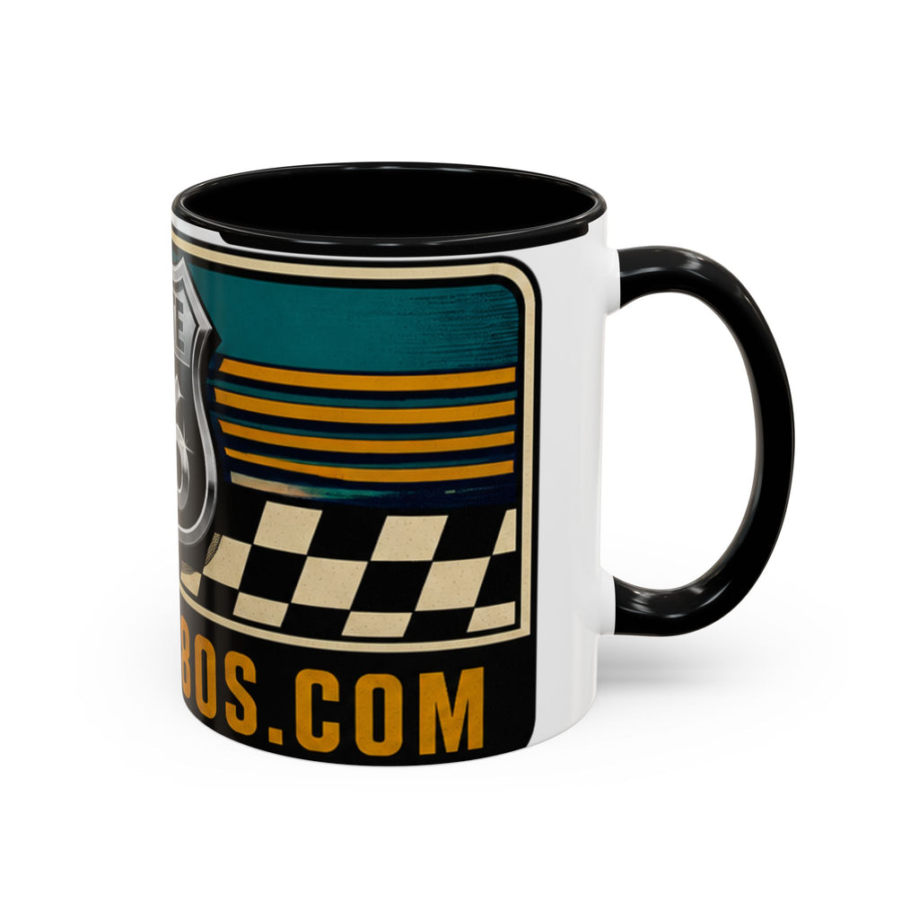 Route 66 Retro Checkerboard Coffee Mug — Vintage Road Trip 11/15oz Accent Mug