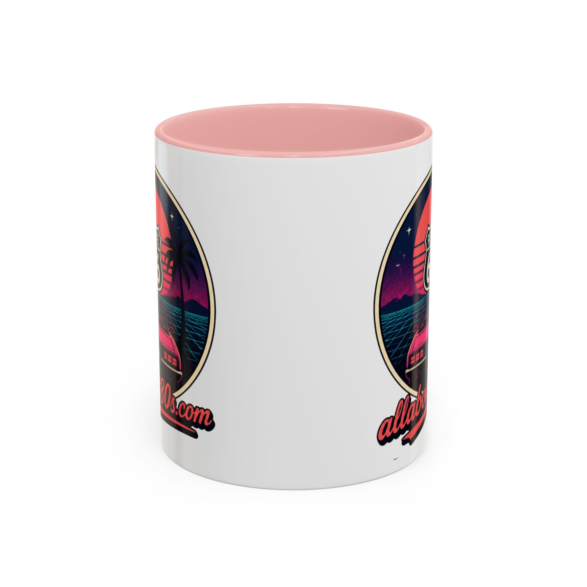Route 66 Retro 80s Accent Coffee Mug — 'allabout80s' Vintage Sunset Design (11/15oz)