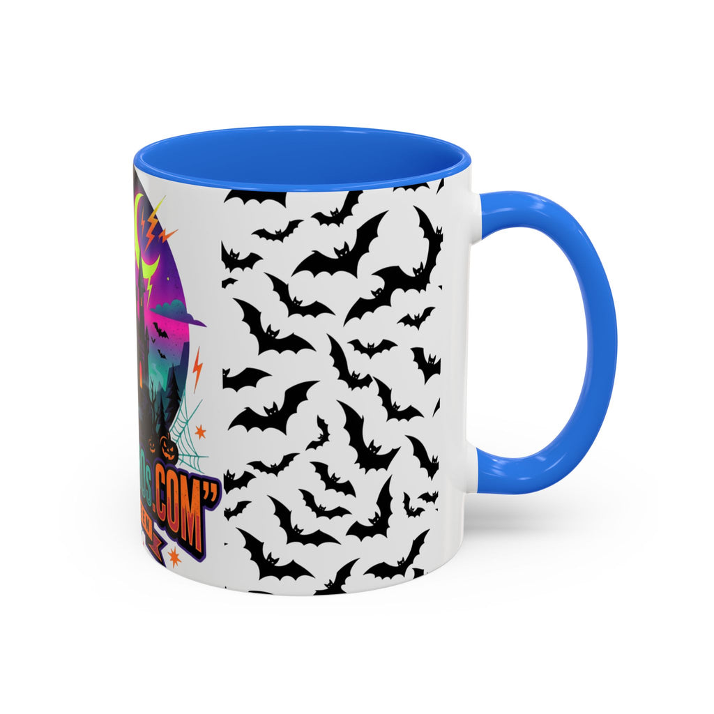 Halloween Haunted Castle Coffee Mug — Colorful Bat Pattern 11oz/15oz