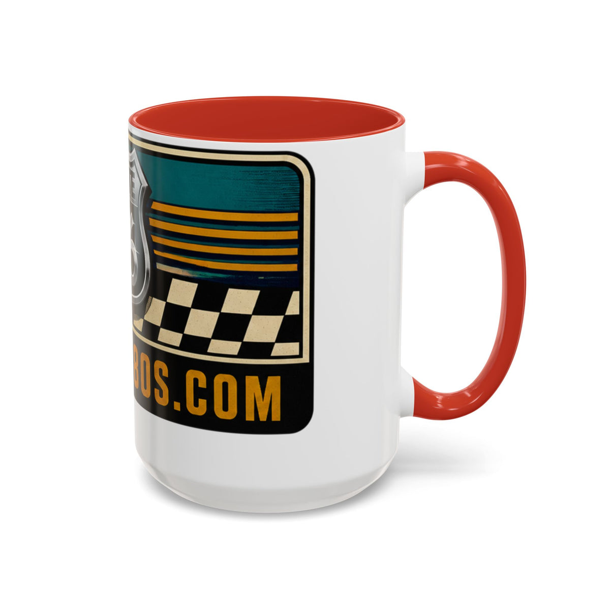 Route 66 Retro Checkerboard Coffee Mug — Vintage Road Trip 11/15oz Accent Mug