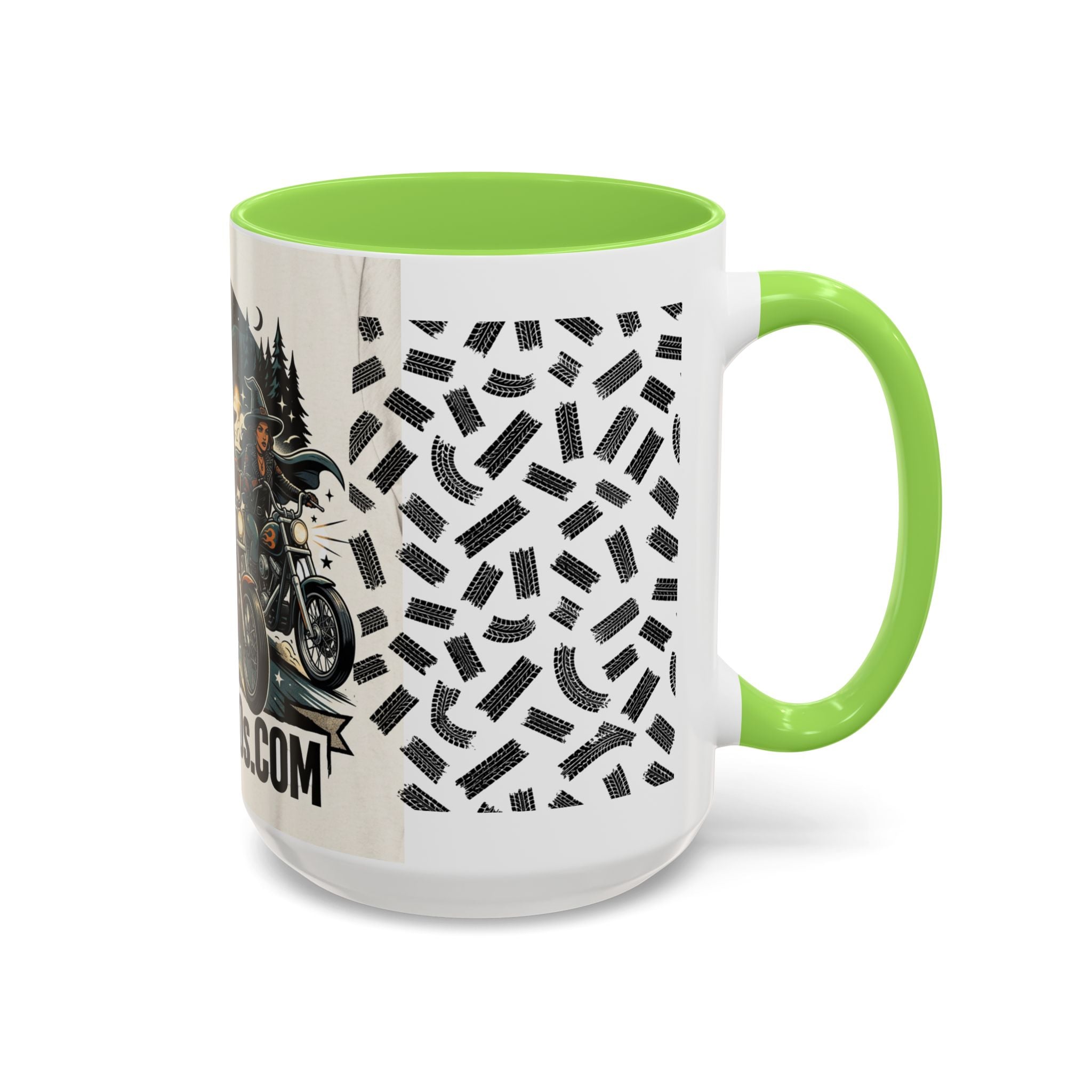 Witch Biker Sisters Coffee Mug — Halloween Motorcycle Witchcraft Design (11oz/15oz)