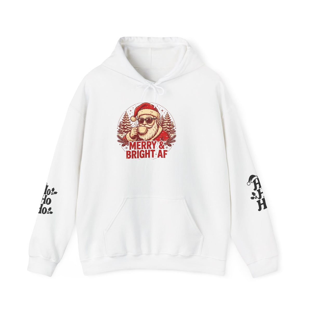 Merry & Bright AF Christmas Santa Hoodie