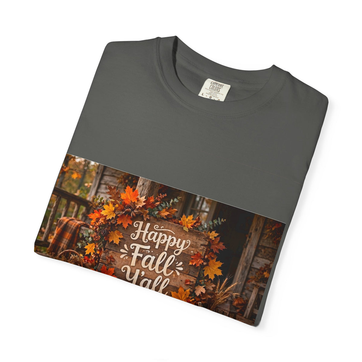 Happy Fall Y’all T-Shirt — Autumn Pumpkin & Leaves Graphic Tee