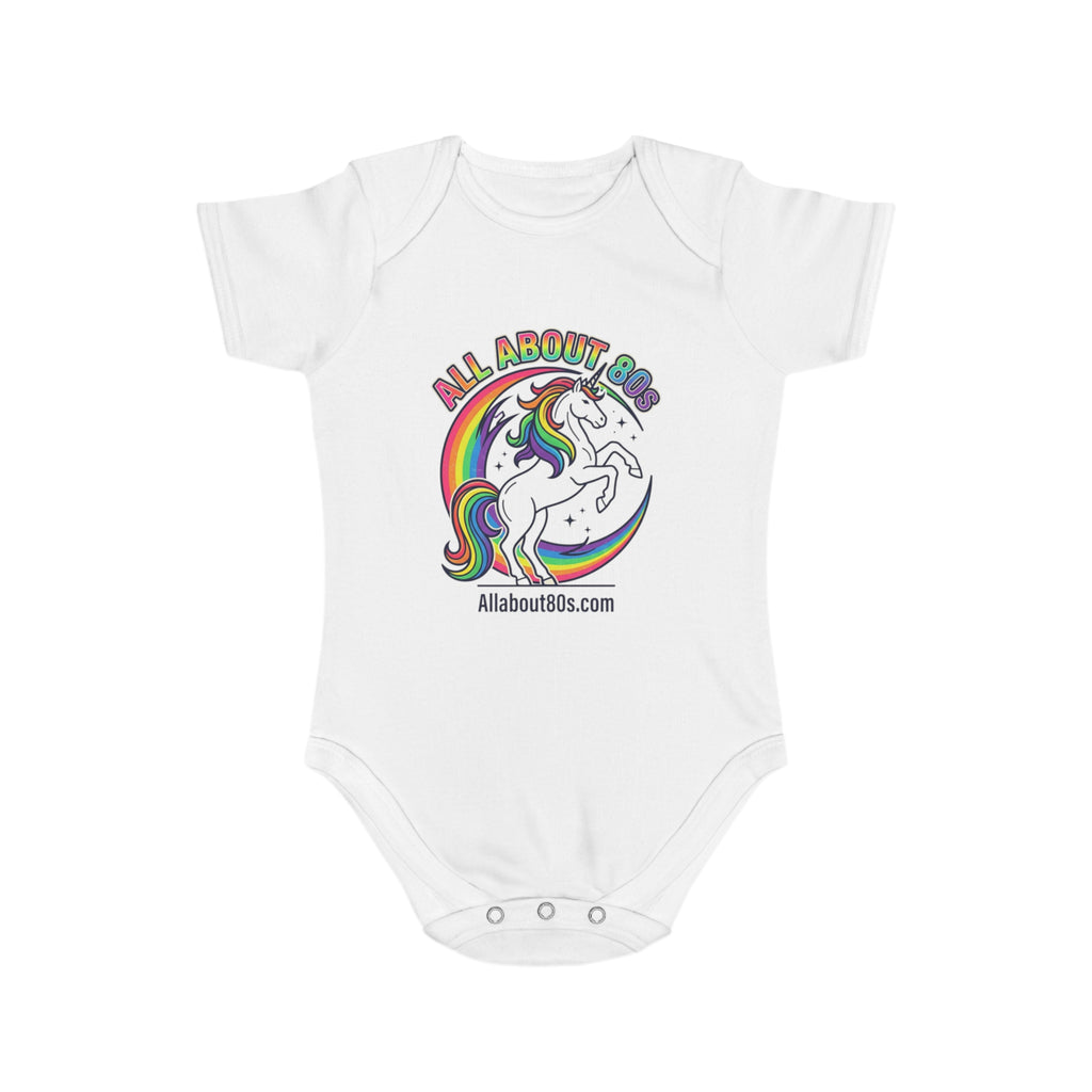 Baby Bodysuit — Rainbow Unicorn "All About 80s" Infant Onesie