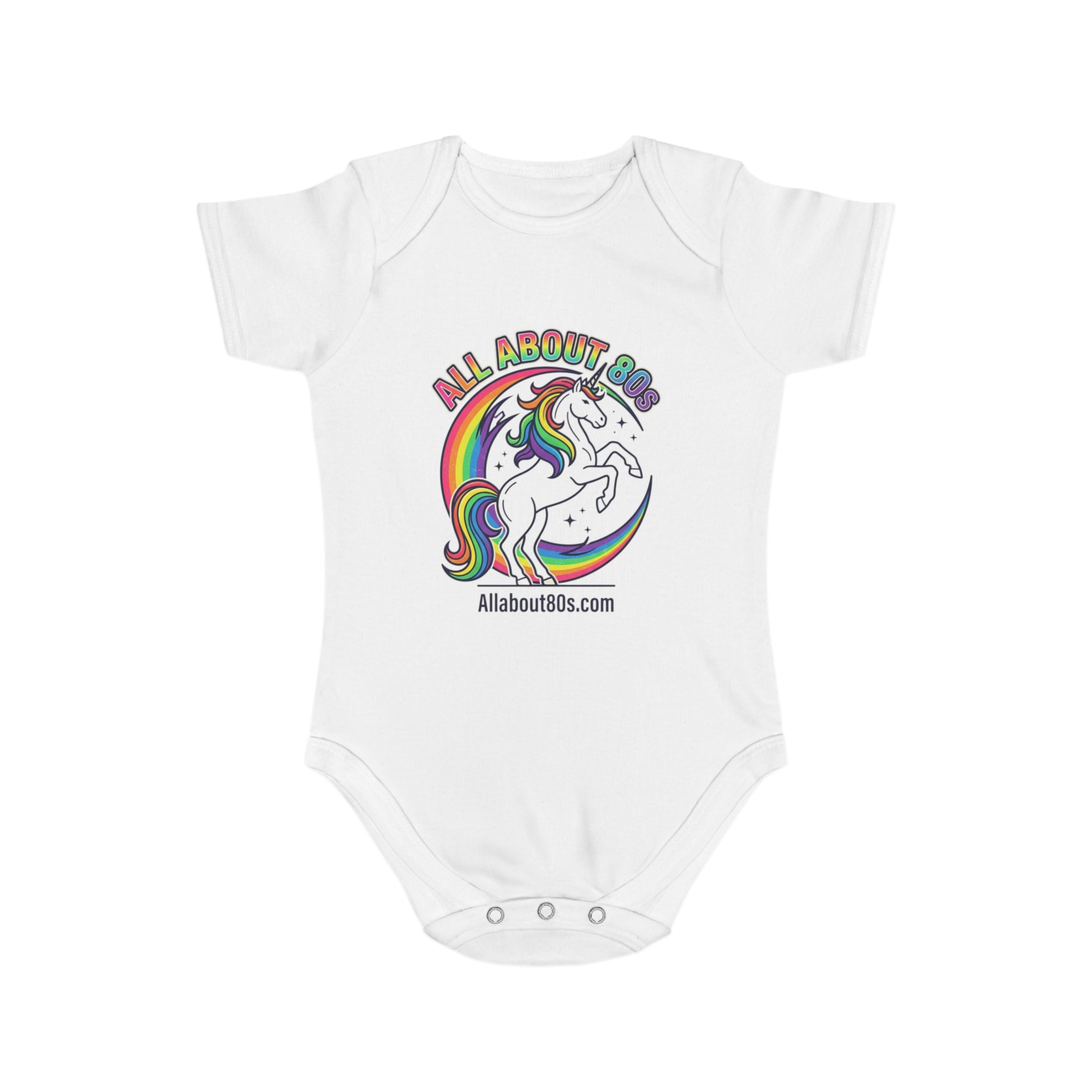 Baby Bodysuit — Rainbow Unicorn "All About 80s" Infant Onesie