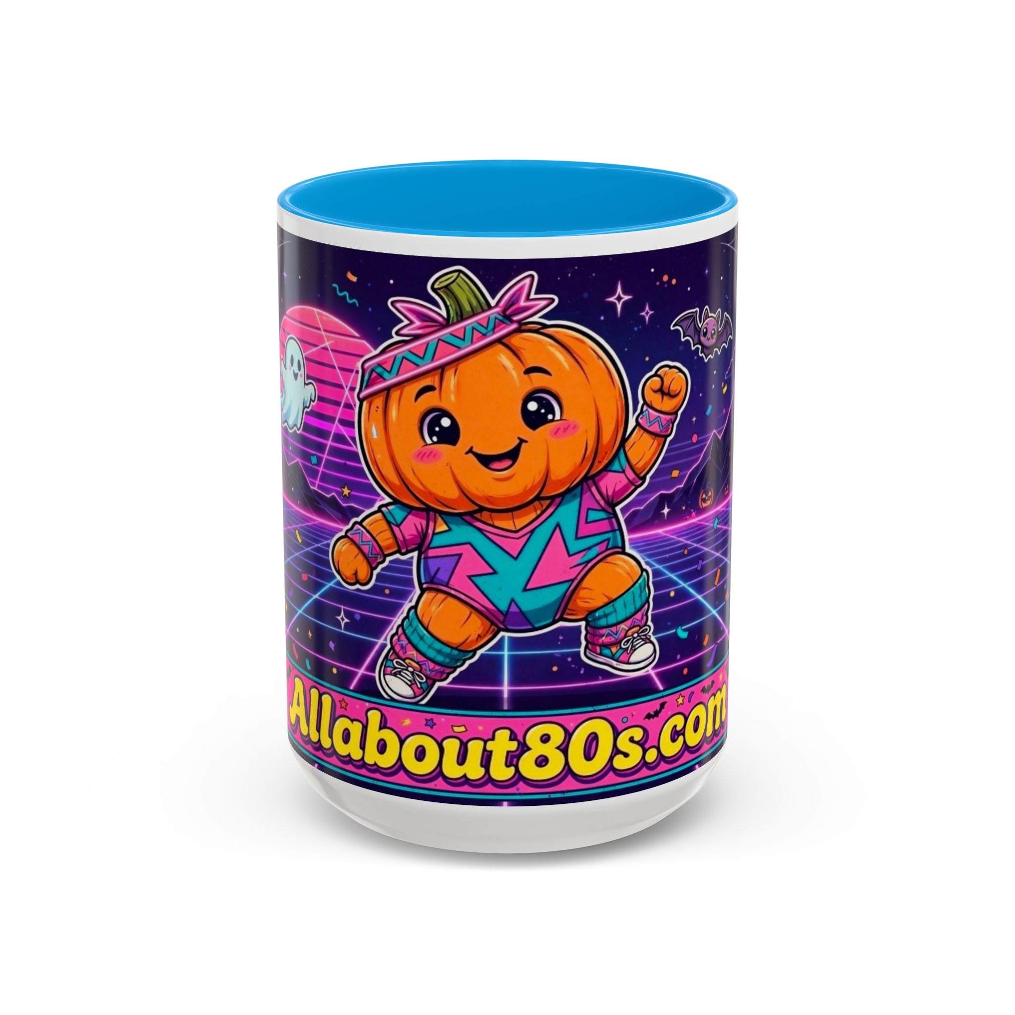 80s Retro Pumpkin Mug – Cute Neon Halloween Coffee Cup (11oz/15oz)