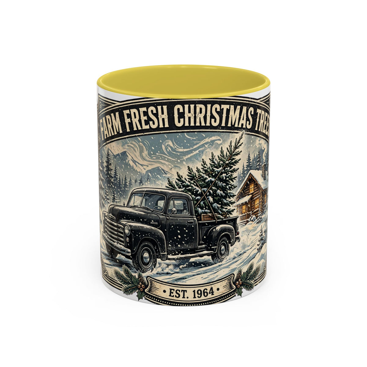 Farm Fresh Christmas Trees Vintage Truck Holiday Mug