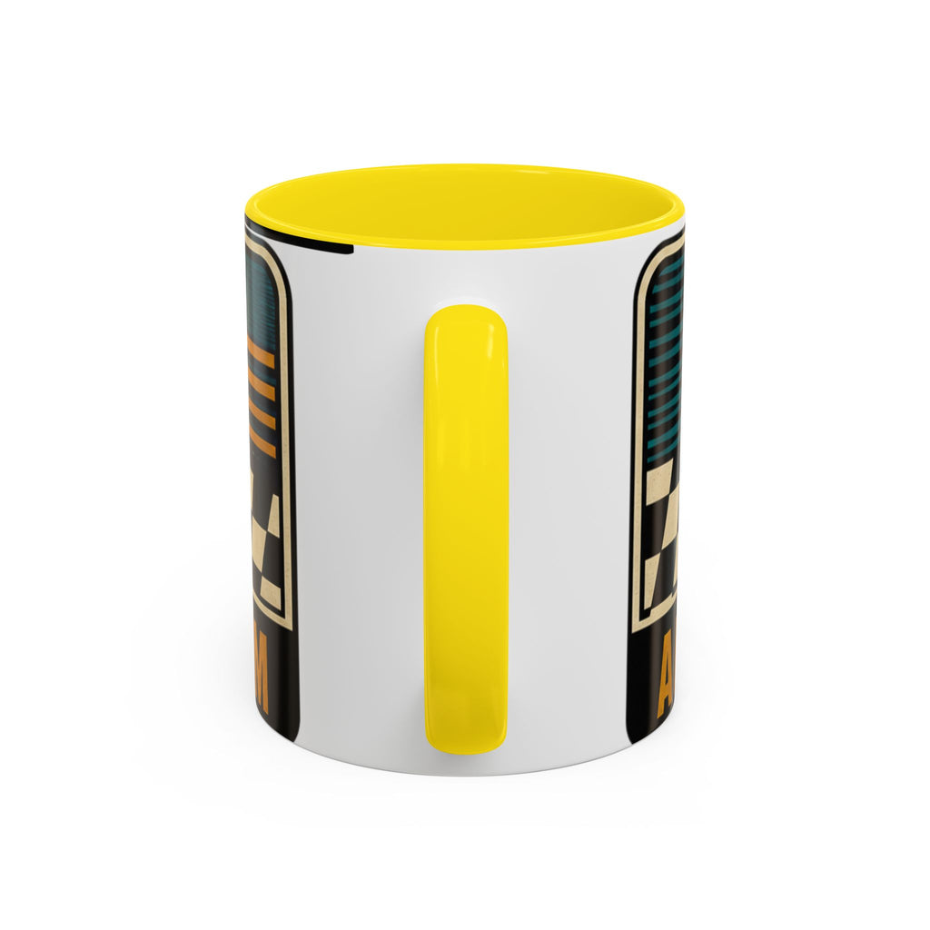Route 66 Retro Checkerboard Coffee Mug — Vintage Road Trip 11/15oz Accent Mug