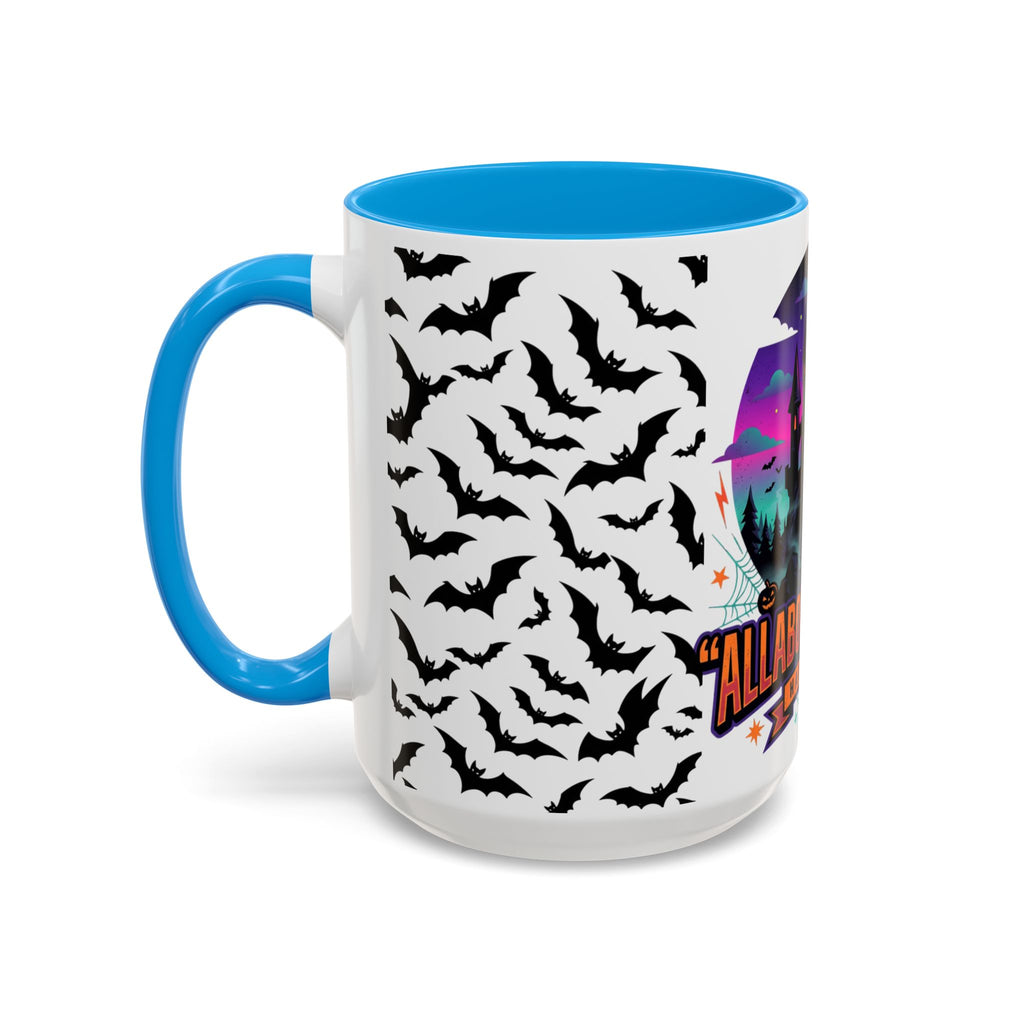 Halloween Haunted Castle Coffee Mug — Colorful Bat Pattern 11oz/15oz