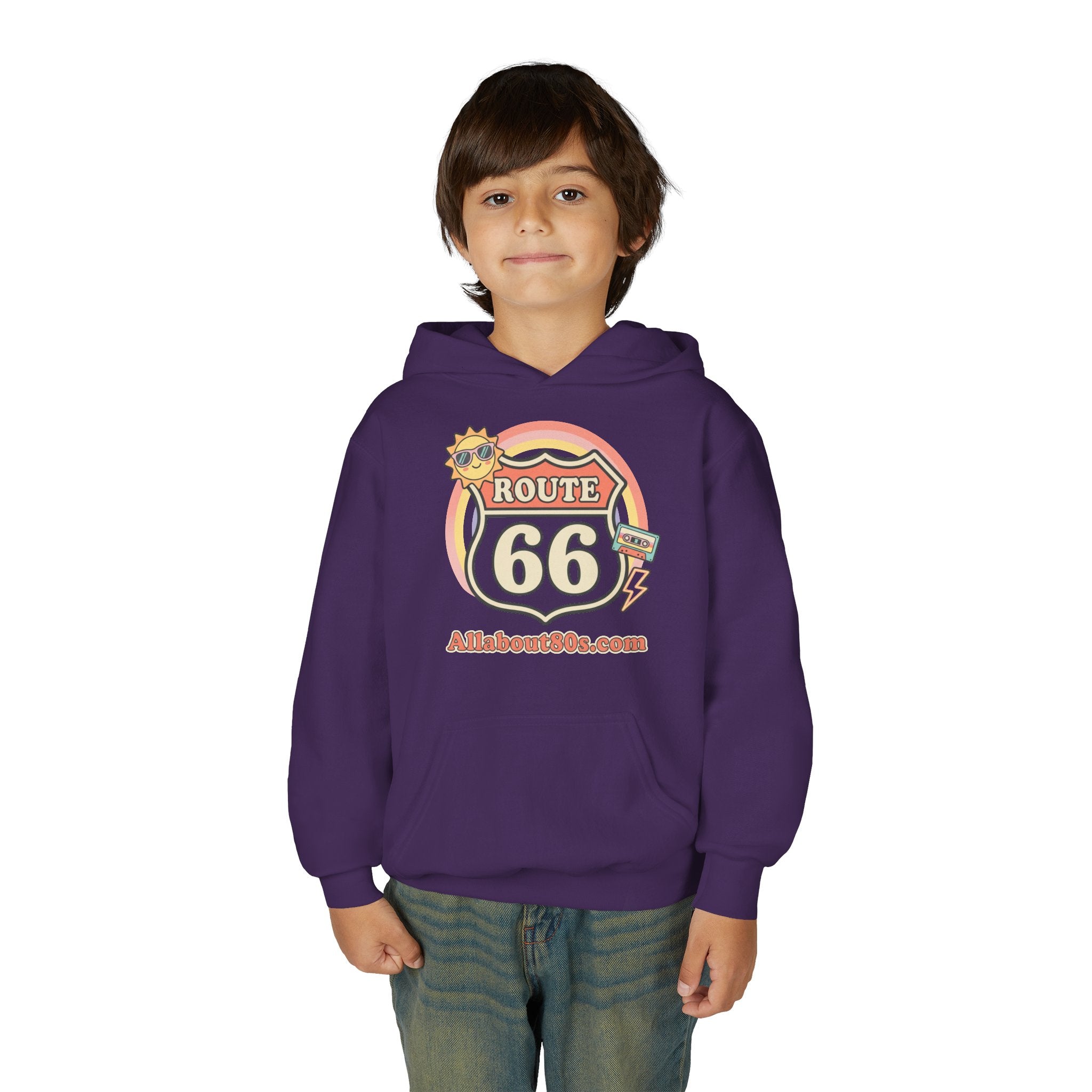 Route 66 Youth Hoodie — Retro Road Trip Graphic Sweatshirt