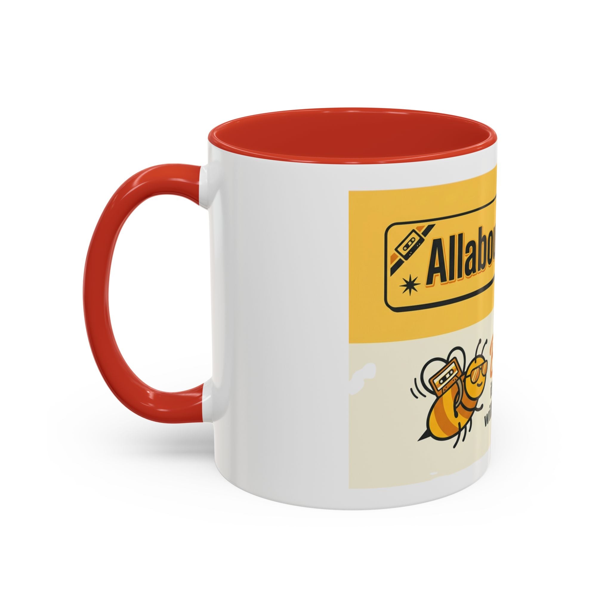 AllAbout80s 'Beecause' Accent Coffee Mug – Retro 80s Bee Design (11/15oz)