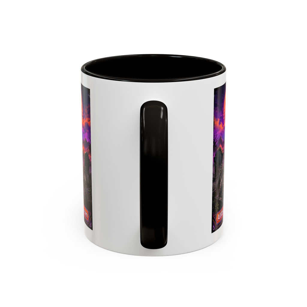 80s Retro Graveyard Sunset Mug — Vaporwave Neon Coffins Coffee Cup (11oz/15oz)