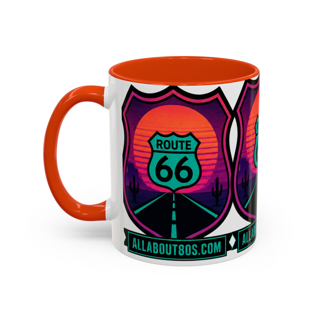 Route 66 Sunset Mug — Retro Neon Travel Coffee Cup (11oz & 15oz)