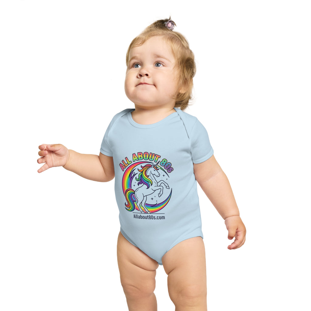 Baby Bodysuit — Rainbow Unicorn "All About 80s" Infant Onesie