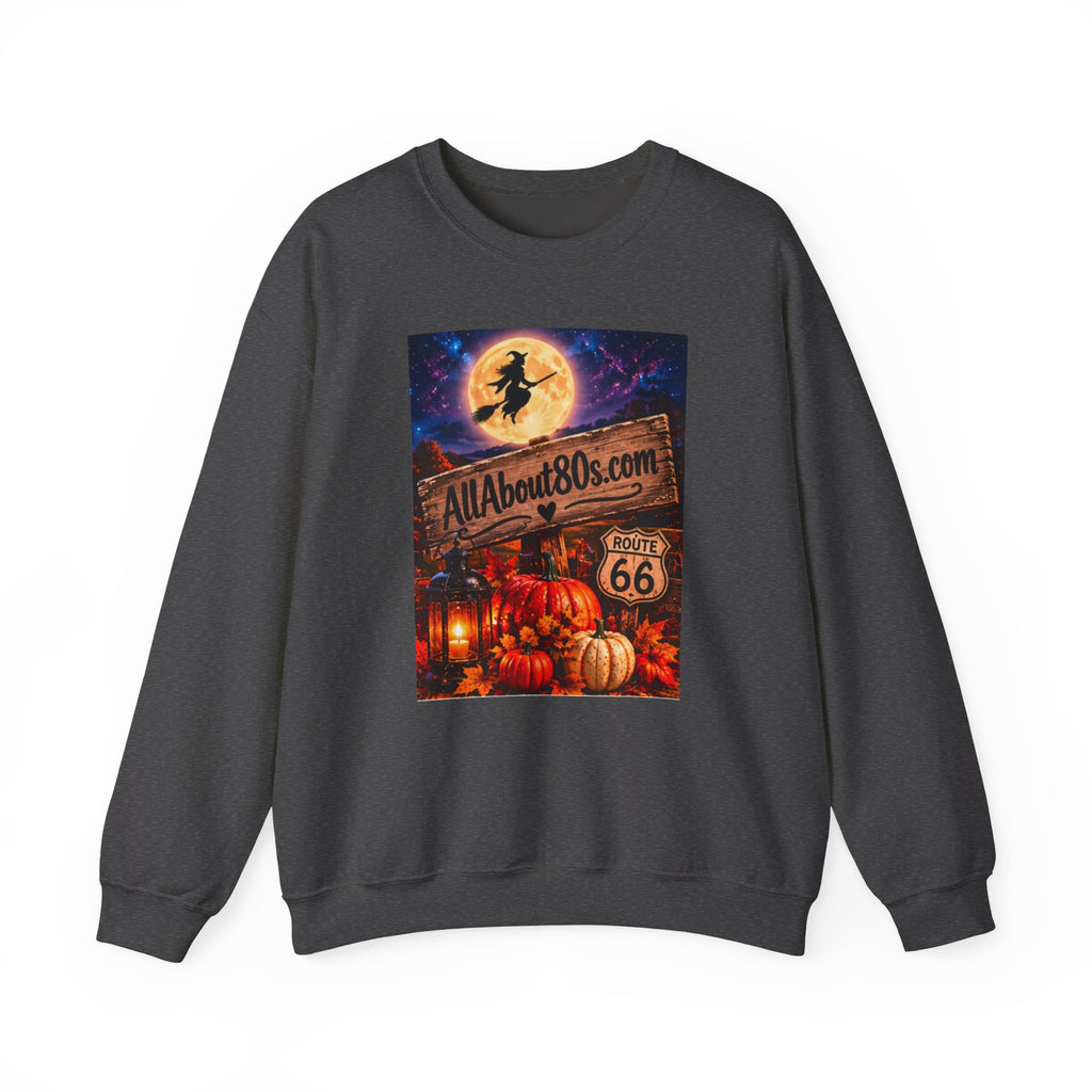 Halloween Route 66 Sweatshirt — AllAbout80s.com Pumpkin Witch Crewneck