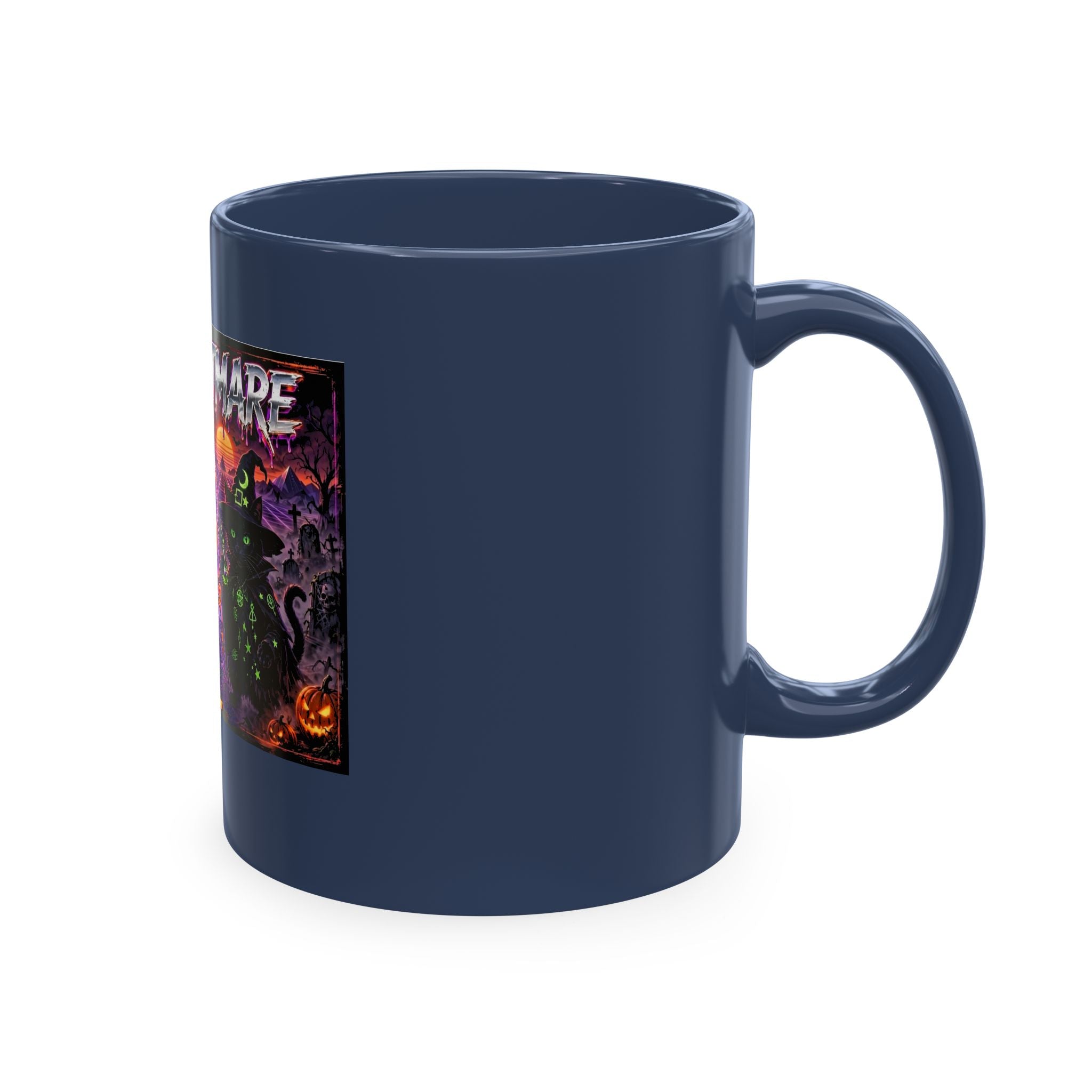 Halloween Nightmares Ceramic Mug – 80s Horror Retro Pumpkin Witch Coffee Cup