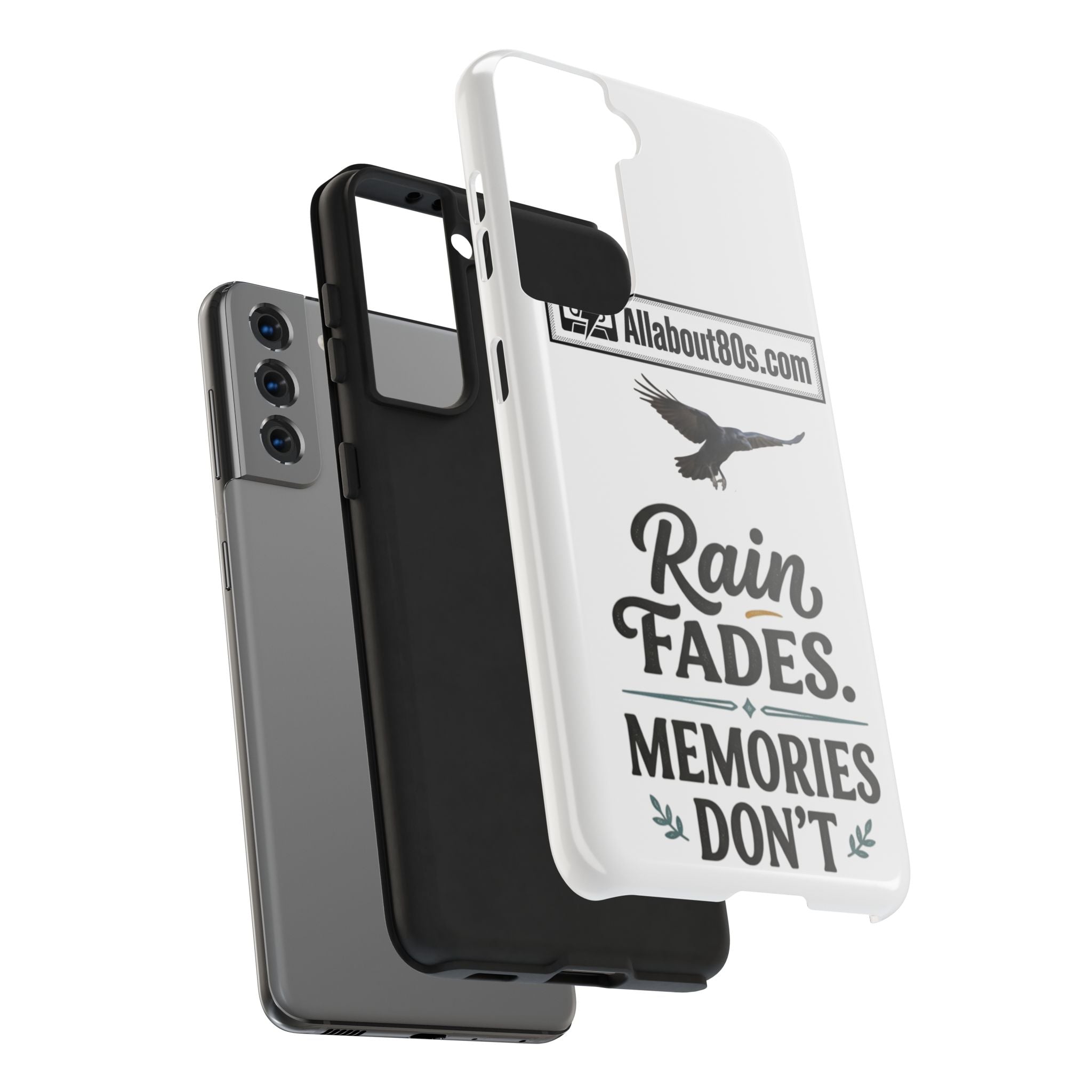 Tough Phone Case — "Rain Fades. Memories Don't" Raven Phone Cover, Protective iPhone Case