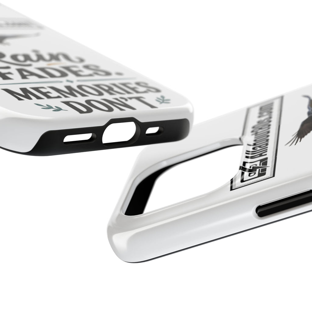 Tough Phone Case — "Rain Fades. Memories Don't" Raven Phone Cover, Protective iPhone Case