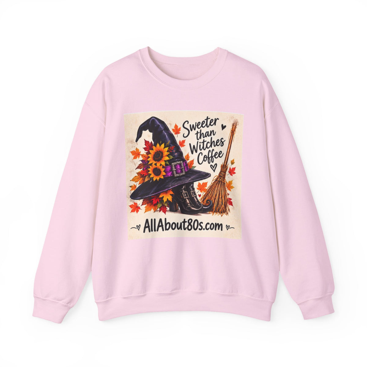 Sweater — 'Sweeter Than Witches Coffee' Halloween Witch Graphic Crewneck Sweatshirt