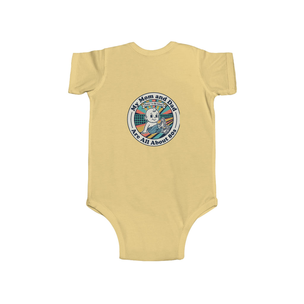 Baby Bodysuit — 'My Mom and Dad Are All About Me' Retro Cassette Design