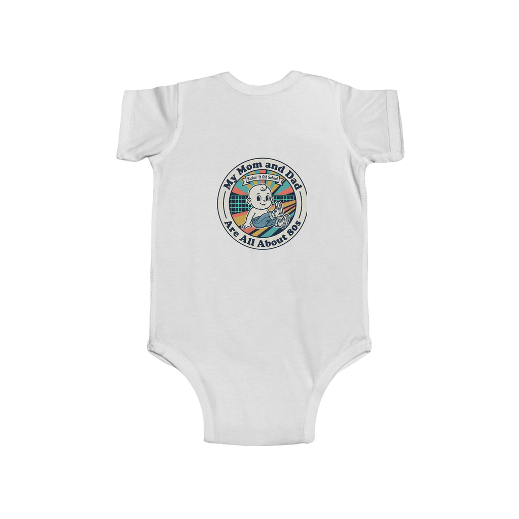 Baby Bodysuit — 'My Mom and Dad Are All About Me' Retro Cassette Design