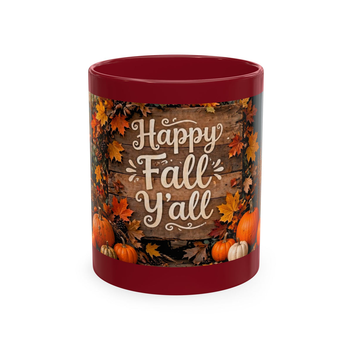 Happy Fall Y'all Ceramic Mug — Autumn Pumpkin Porch Coffee Cup