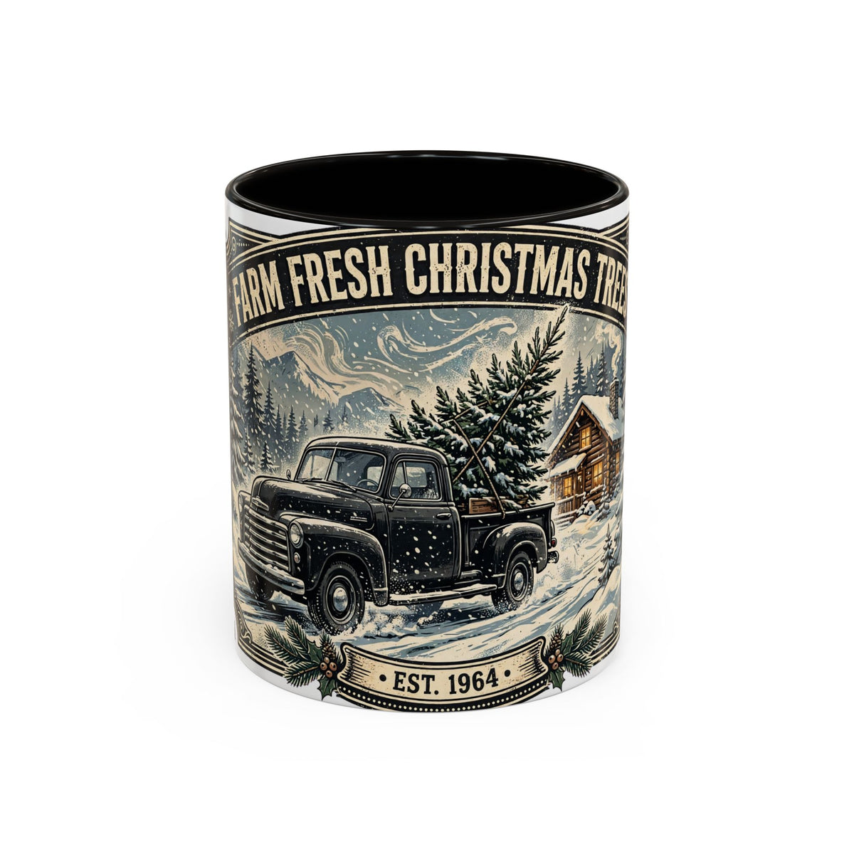 Farm Fresh Christmas Trees Vintage Truck Holiday Mug