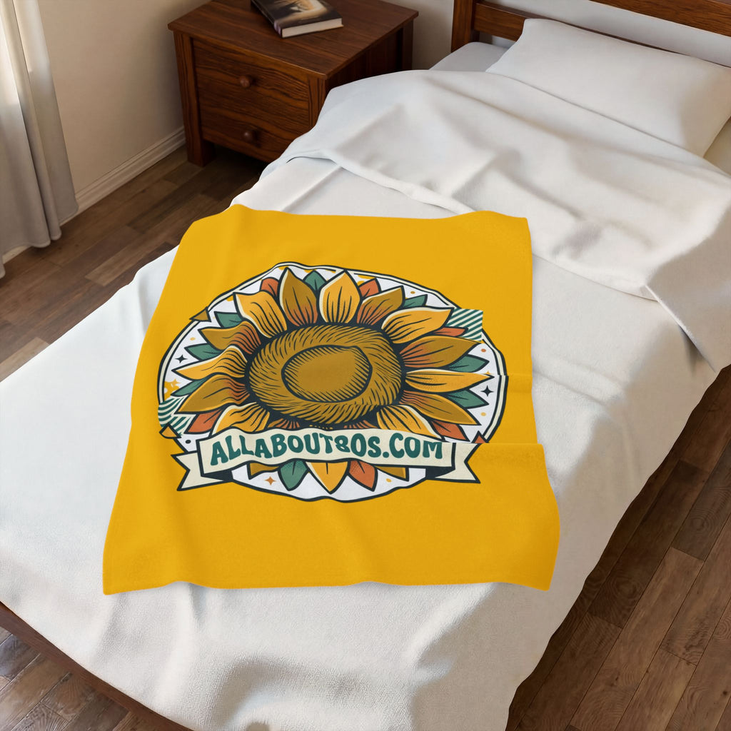 Sunflower Logo Plush Blanket — AllAbout80s.com Velveteen Throw