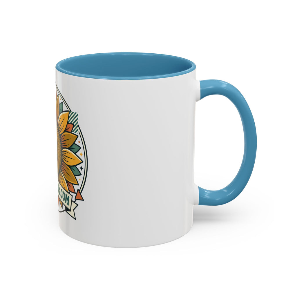 Sunflower Logo Coffee Mug — AllAbout80s.com Accent Ceramic Mug (11/15oz)