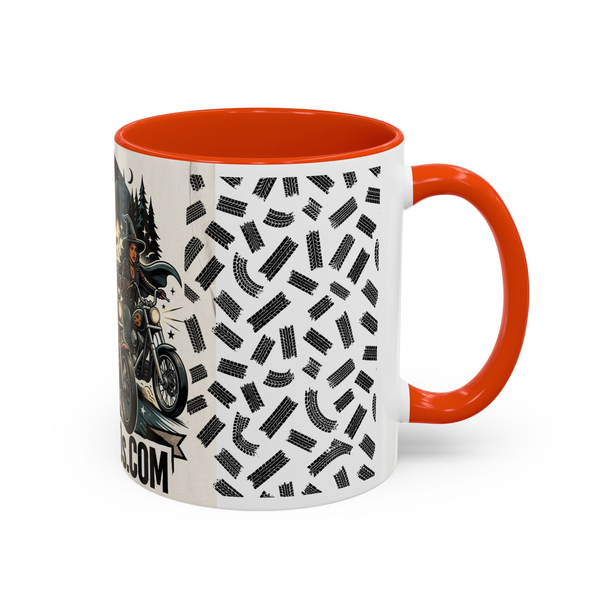 Witch Biker Sisters Coffee Mug — Halloween Motorcycle Witchcraft Design (11oz/15oz)