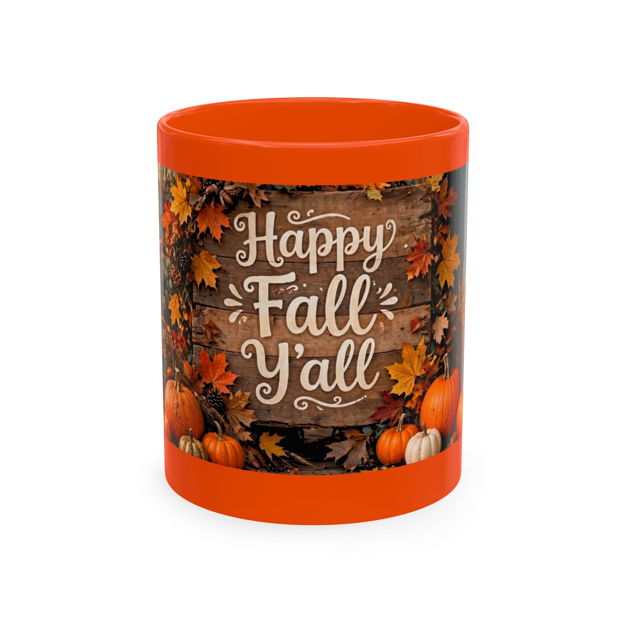 Happy Fall Y'all Ceramic Mug — Autumn Pumpkin Porch Coffee Cup