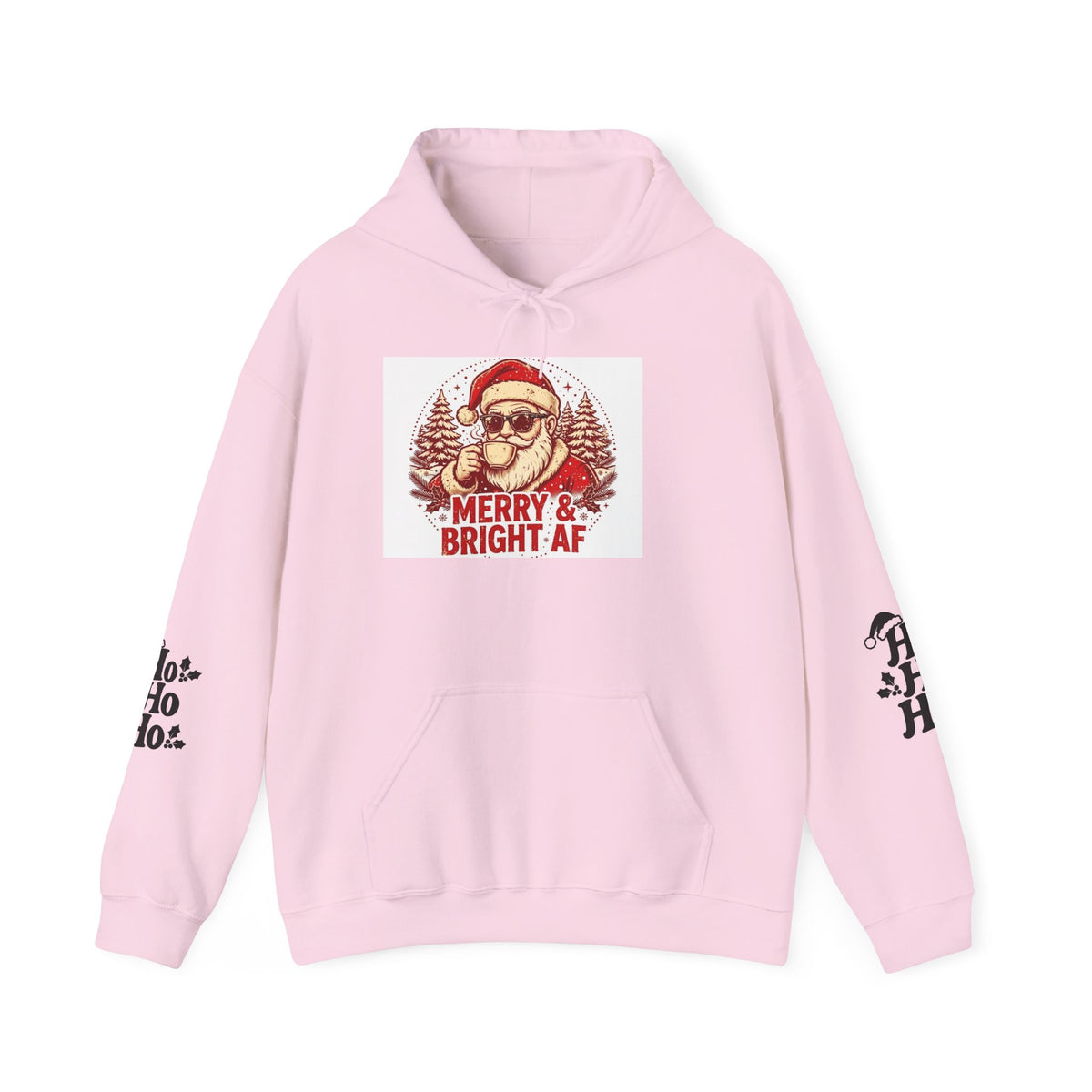 Merry & Bright AF Christmas Santa Hoodie