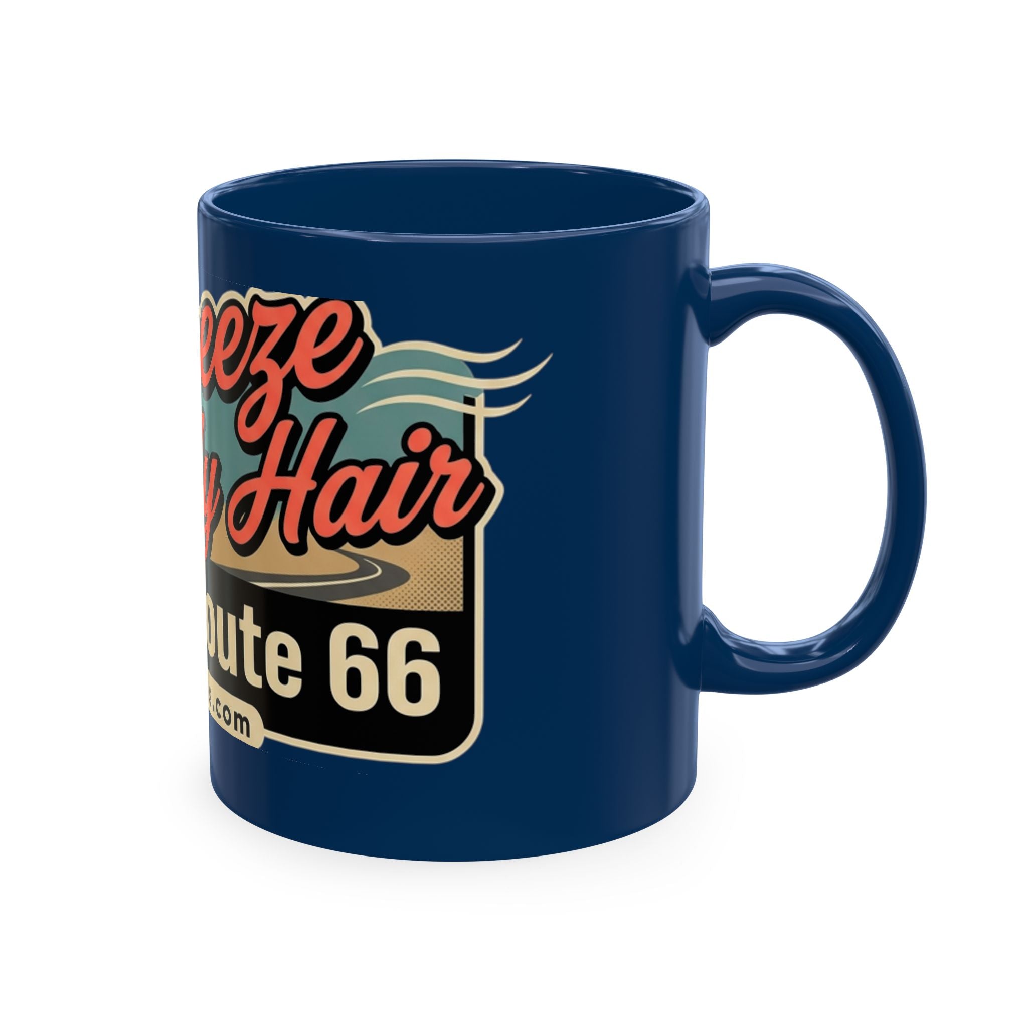 Cool Breeze in My Hair Route 66 Motorcycle Mug — Retro Biker Coffee Cup