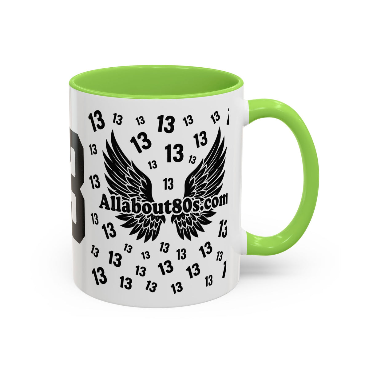 Number 13 Accent Mug — Bold Sports-Style Ceramic Coffee Cup (11oz/15oz)