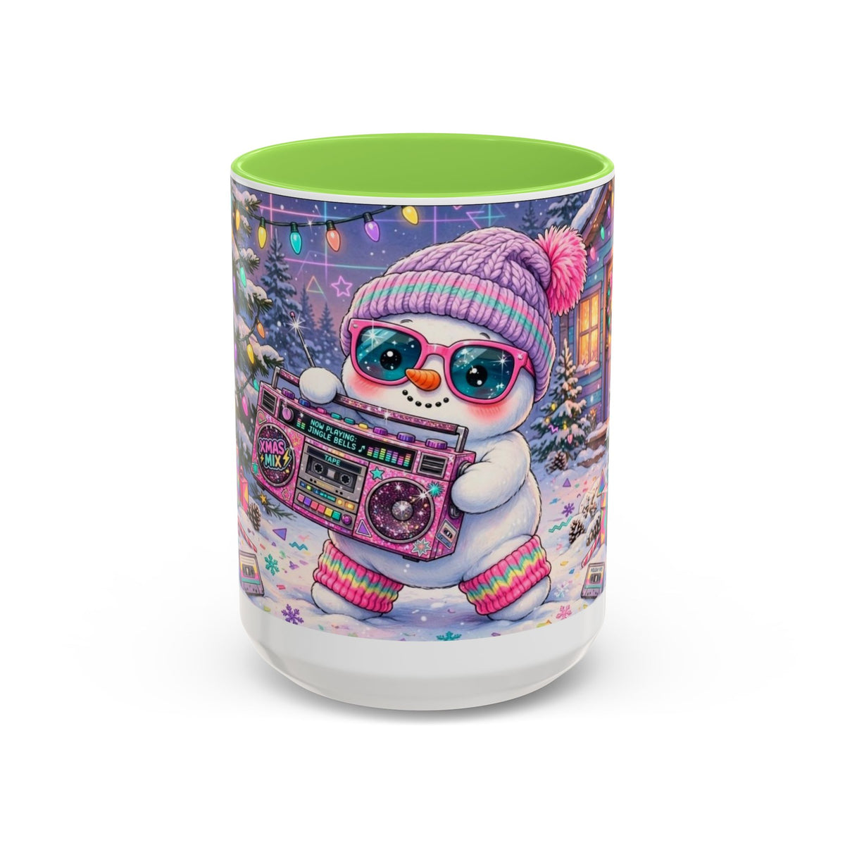 Cool Snowman with Boombox Christmas Mug