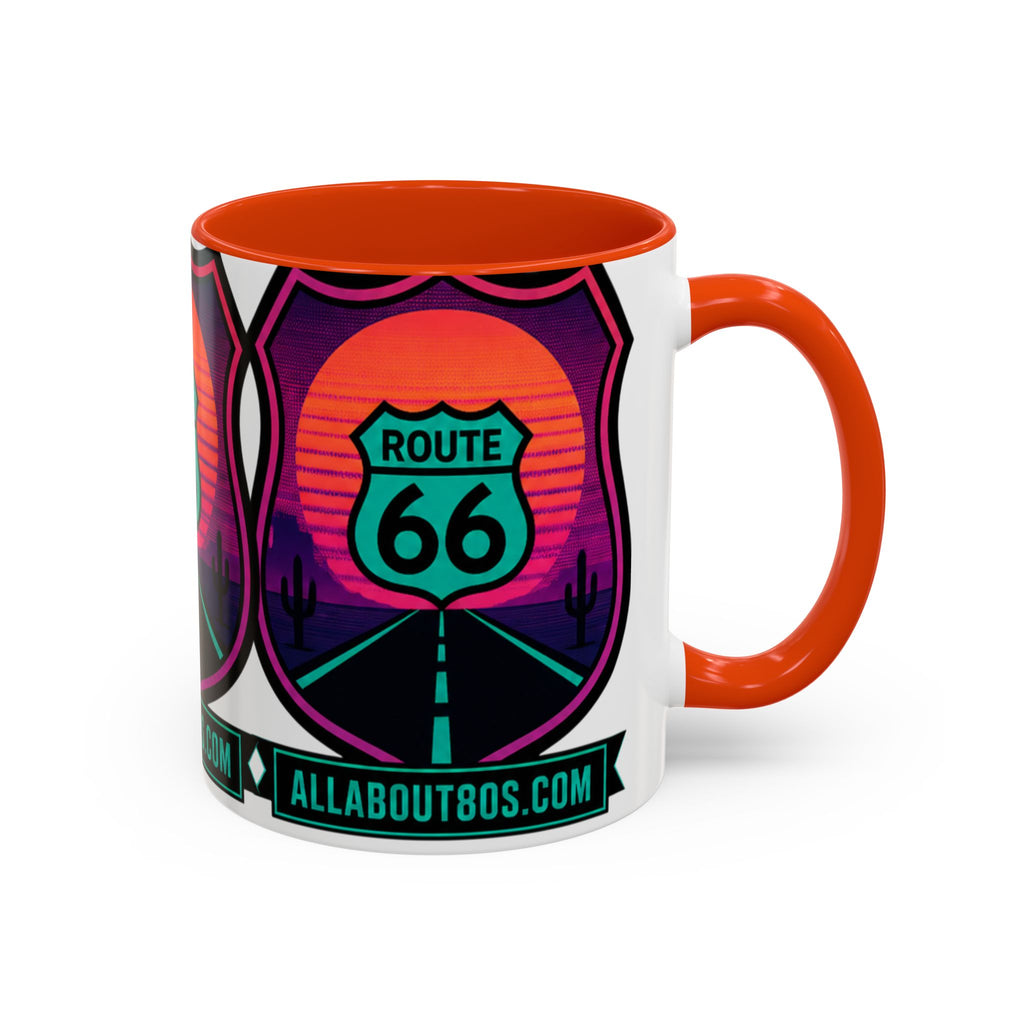 Route 66 Sunset Mug — Retro Neon Travel Coffee Cup (11oz & 15oz)