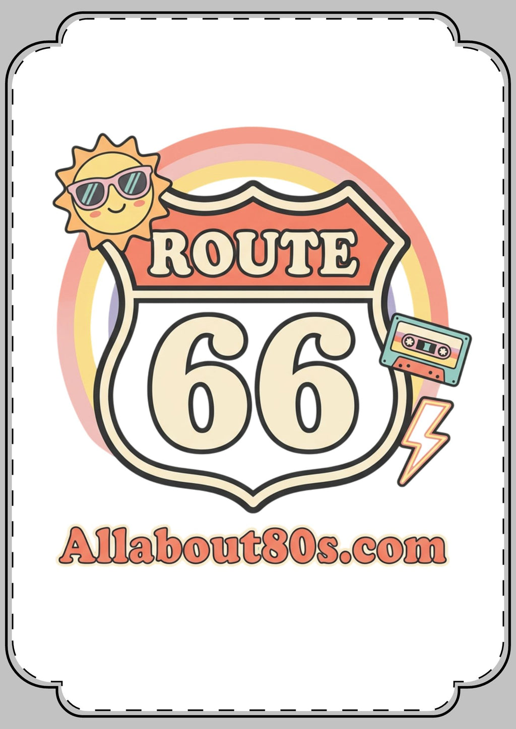 Route 66 Retro Greeting Card — 80s Vintage Flat Card with Envelope