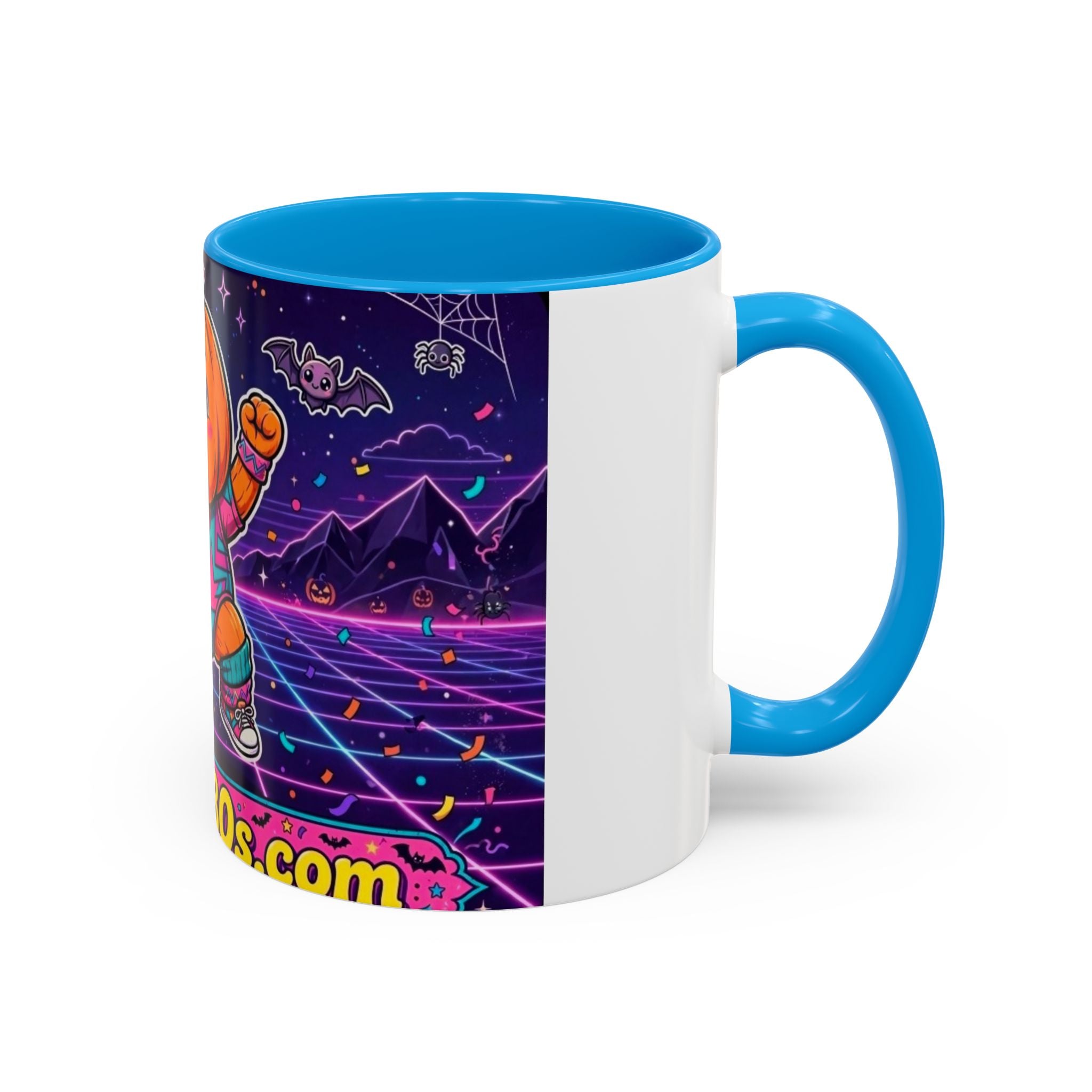 80s Retro Pumpkin Mug – Cute Neon Halloween Coffee Cup (11oz/15oz)