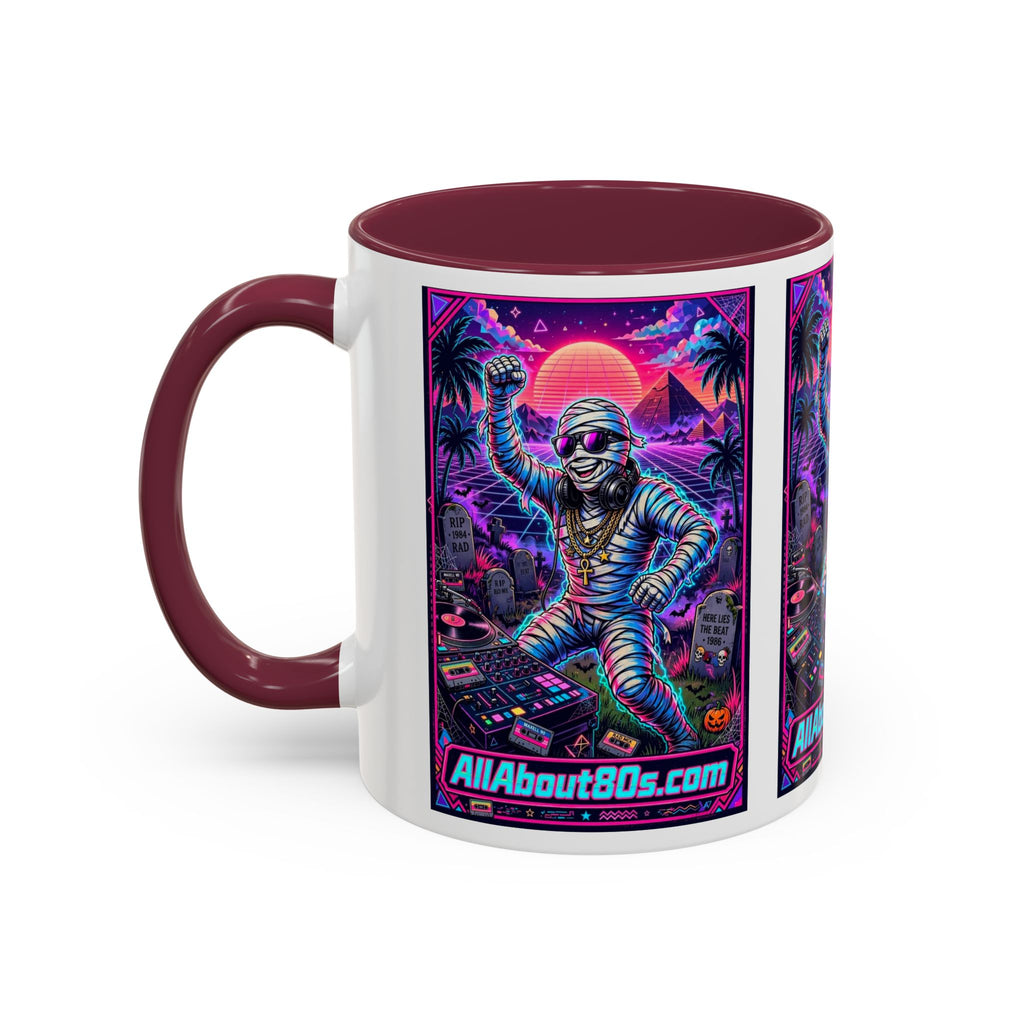80s Retro Astro Skate Mug — Neon Vaporwave Skeleton Skateboard Coffee Cup (AllAbout80s.com)