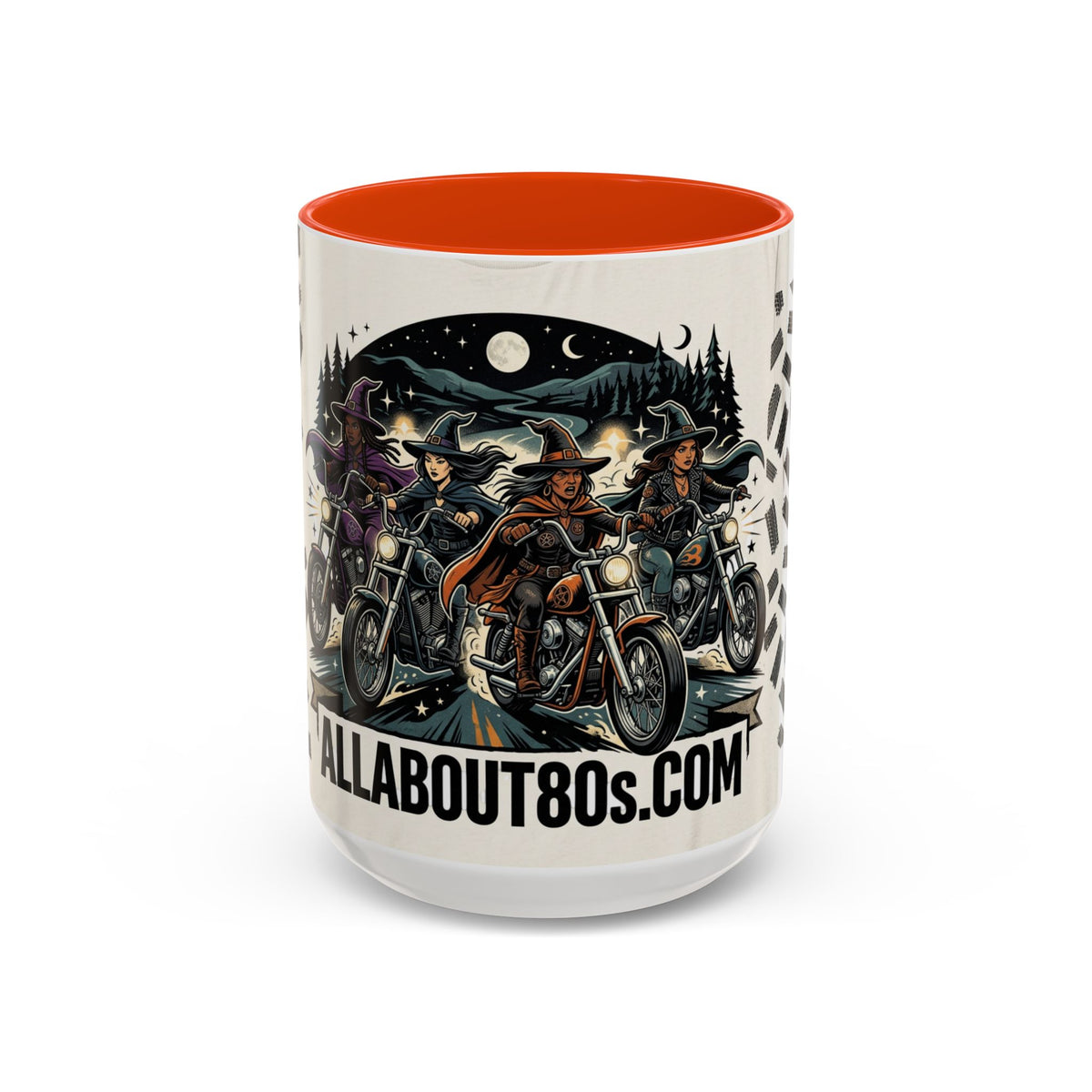 Witch Biker Sisters Coffee Mug — Halloween Motorcycle Witchcraft Design (11oz/15oz)