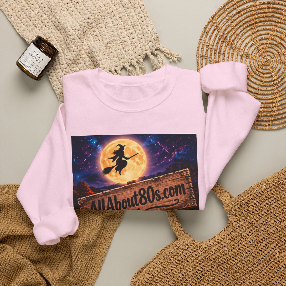 Halloween Route 66 Sweatshirt — AllAbout80s.com Pumpkin Witch Crewneck